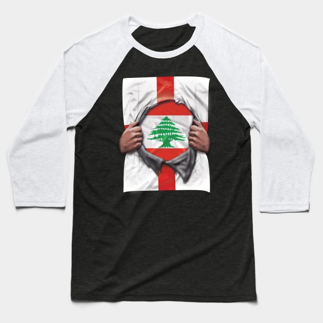 Lebanon Flag English Flag Ripped - Gift for Lebanese From Lebanon Baseball T-Shirt by Country Flags